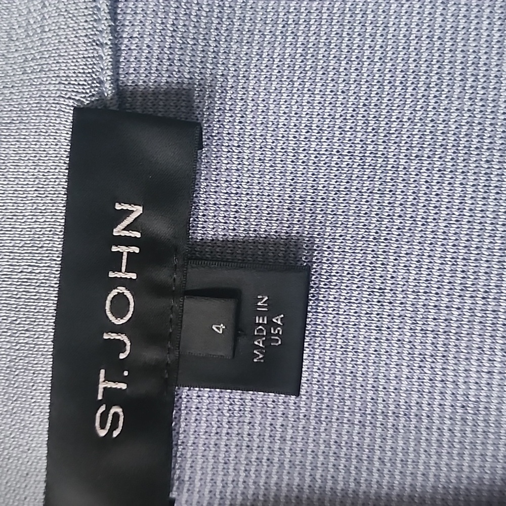 St. JOHN Blue Gray Rhinstone Button Peplom Jacket Coat Sz. 4 - Picture 9 of 10